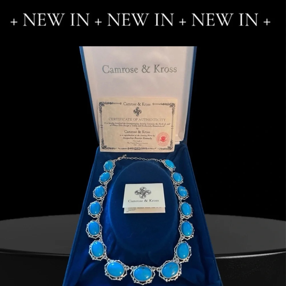 New Camrose And Kross Jbk Faux Howlite Turquoise Necklace Box & Certificate
